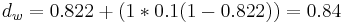 d_w = 0.822 %2B (1 * 0.1 (1 - 0.822)) = 0.84