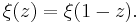 \xi(z) = \xi(1-z). \,\!