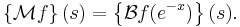 \left\{\mathcal{M} f\right\}(s) = \left\{\mathcal{B} f(e^{-x})\right\}(s).