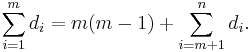 \sum_{i=1}^m d_i = m(m-1) %2B \sum_{i=m%2B1}^n d_i.