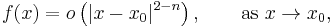 f(x)=o\left( \vert x-x_0 \vert^{2-n}\right),\qquad\mathrm{as\ }x\to x_0,