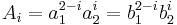 \displaystyle  A_i=a_1^{2-i}a_2^{i}= b_1^{2-i}b_2^{i}