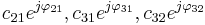 c_{21} e^{j\varphi_{21}},c_{31} e^{j\varphi_{31}},c_{32} e^{j\varphi_{32}}