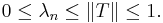 \displaystyle{ 0\le \lambda_n \le \|T\| \le 1.}