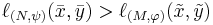 \ell_{(N,\psi)}(\bar x,\bar y)>\ell_{(M,\varphi)}(\tilde x,\tilde y)