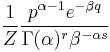 \frac{1}{Z} \frac{p^{\alpha-1} e^{-\beta q}}{\Gamma(\alpha)^r \beta^{-\alpha s}}