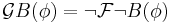 \mathcal{G}B(\phi)=\neg\mathcal{F}\neg B(\phi)