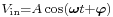 \scriptstyle V_\mathrm{in}=A\cos(\boldsymbol\omega t %2B \boldsymbol\varphi)