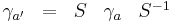  \begin{matrix}
\gamma_{a'} &=& S &\gamma_{a } &S^{-1}
\end{matrix}
