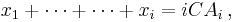 x_1 %2B \cdots %2B \cdots %2B x_i = iCA_i\,,