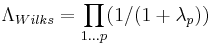 \Lambda_{Wilks} = \prod _{1...p}(1/(1 %2B \lambda_{p}))