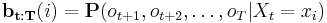 
\mathbf{b_{t:T}}(i) = \mathbf{P}(o_{t%2B1}, o_{t%2B2}, \dots, o_{T} | X_t=x_i )
