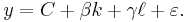 y= C %2B \beta k %2B \gamma \ell %2B \varepsilon. \, 