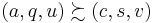 \left(a, q, u\right)\succsim \left(c, s, v\right)