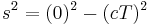 s^2 = (0)^2 - (cT)^2 \,