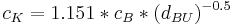 c_K=1.151*c_B*(d_{BU})^{-0.5}\,