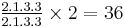 Upper: 2.1.3.3, lower: 2.1.3.3, total: 36