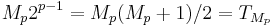 M_p 2^{p-1} = M_p (M_p %2B 1)/2 = T_{M_p}