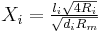 X_i = \tfrac{l_i \sqrt{4R_i}}{\sqrt{d_i R_m}}