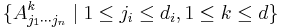 \{A_{j_1\cdots j_n}^k \mid 1\leq j_i\leq d_i, 1 \leq k \leq d\}