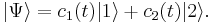 |\Psi\rangle = c_1(t)|1\rangle %2B c_2(t)|2\rangle.