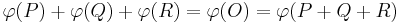 \varphi(P) %2B \varphi(Q)%2B \varphi(R) = \varphi(O) = \varphi(P%2BQ%2BR)