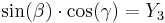 \qquad \sin (\beta) \cdot \cos (\gamma) = Y_3