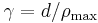 \textstyle \gamma=d/\rho_\max