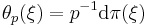 \theta_p(\xi) = p^{-1}\mathrm d\pi(\xi)\,