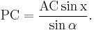 \rm{PC} = \frac{\rm{AC} \sin x}{\sin \alpha}.