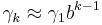 \gamma_k \approx \gamma_1b^{k-1}