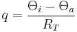  q = \frac{ \Theta_i - \Theta_a }{ R_T }