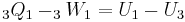 {}_3Q_1  - _3 W_1  = U_1  - U_3 