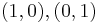  (1, 0), (0,1) \quad 