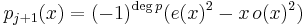 p_{j%2B1}(x)=(-1)^{\deg p}(e(x)^2-x\,o(x)^2)