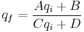  q_f = \frac{Aq_i%2BB}{Cq_i%2BD}