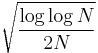  \sqrt{\frac{\log \log N}{2N}} 