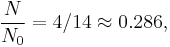  \frac{N}{ N_0} = 4/14 \approx 0.286, 