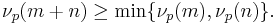 \nu_p(m%2Bn)\geq \min\{ \nu_p(m), \nu_p(n)\}.