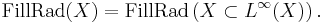 \mathrm{FillRad}(X)=\mathrm{FillRad} \left( X\subset
L^{\infty}(X) \right).