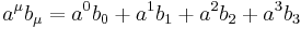 \mathbf{} a^\mu b_\mu = a^0 b_0 %2B a^1 b_1 %2B a^2 b_2 %2B a^3 b_3