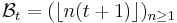 \mathcal{B}_t = ( \lfloor n(t%2B1) \rfloor)_{n\geq 1}