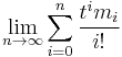 \lim_{n \rightarrow \infty} \sum_{i=0}^n \frac{t^im_i}{i!}