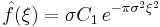 \quad \hat{f}(\xi)= \sigma C_1 \, e^{-\pi\sigma^2\xi^2}