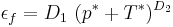 
   \epsilon_f = D_1~(p^* %2B T^*)^{D_2}
 