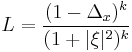  L = \frac{(1 - \Delta_x)^k}{(1 %2B |\xi|^2)^k} 