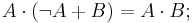  \quad A \cdot(\lnot A %2B B) = A \cdot B;