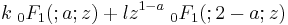 k\;{}_0F_1(;a;z)%2Bl z^{1-a}\;{}_0F_1(;2-a;z)