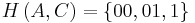 H\left(A,C\right) =\left\{00,01,1\right\}