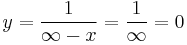 y = \frac{1}{\infty - x} = \frac{1}{\infty} = 0